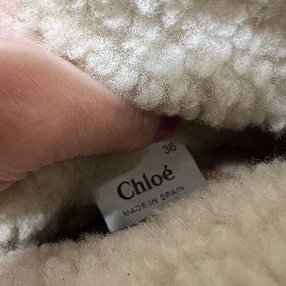Chloe Maxie Shearling Fur Lined Brown Tan Snow Boots Fold Down Size 36 / US 6 - Picture 10 of 11